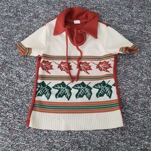 70s Girl's Leaf‎ Print Top